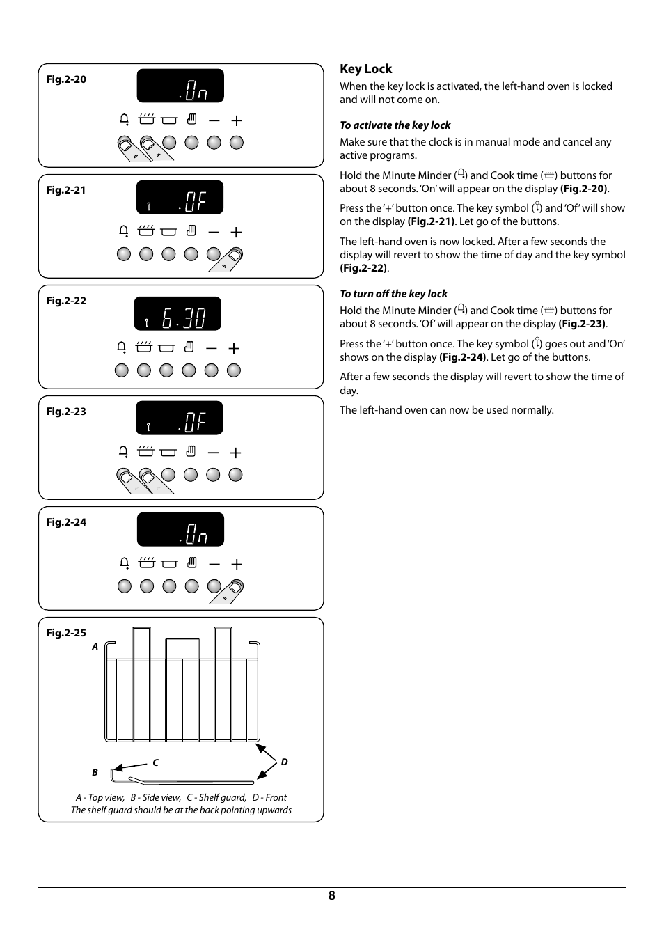 8key lock | Rangemaster 90 Induction Cooker U109976 - 02 User Manual | Page 10 / 32