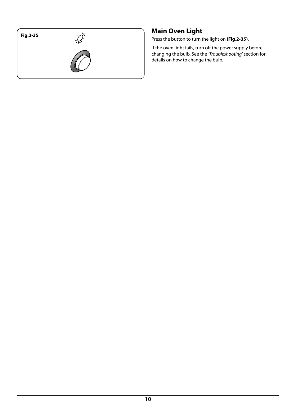 Main oven light | Rangemaster 90 Induction Cooker U109976 - 02 User Manual | Page 12 / 32