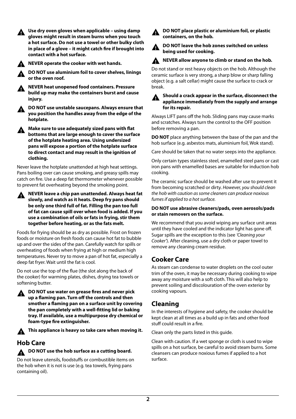 Rangemaster 90 Induction Cooker U109976 - 02 User Manual | Page 4 / 32