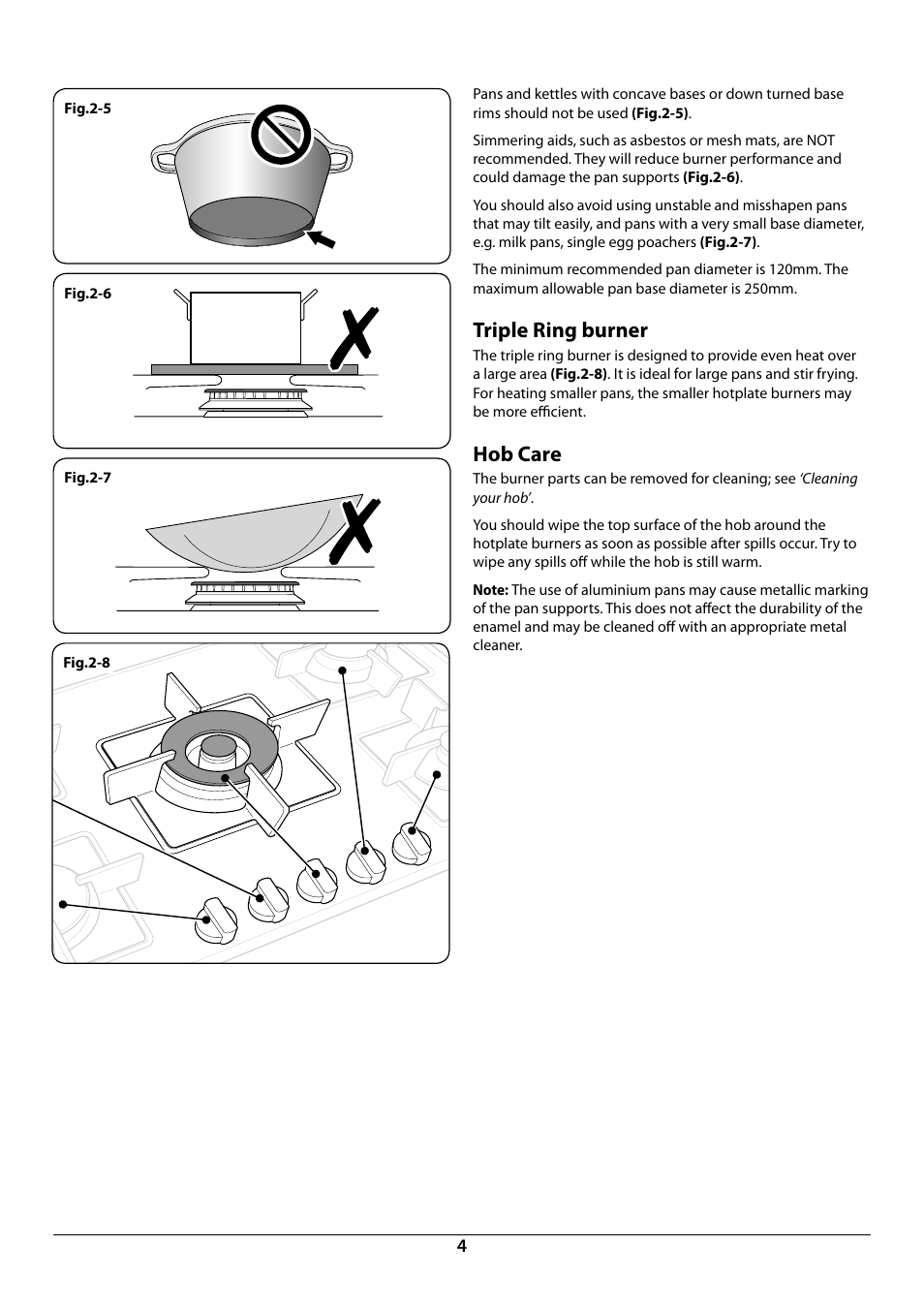 Triple ring burner, Hob care | Rangemaster RGG77 User Manual | Page 6 / 20