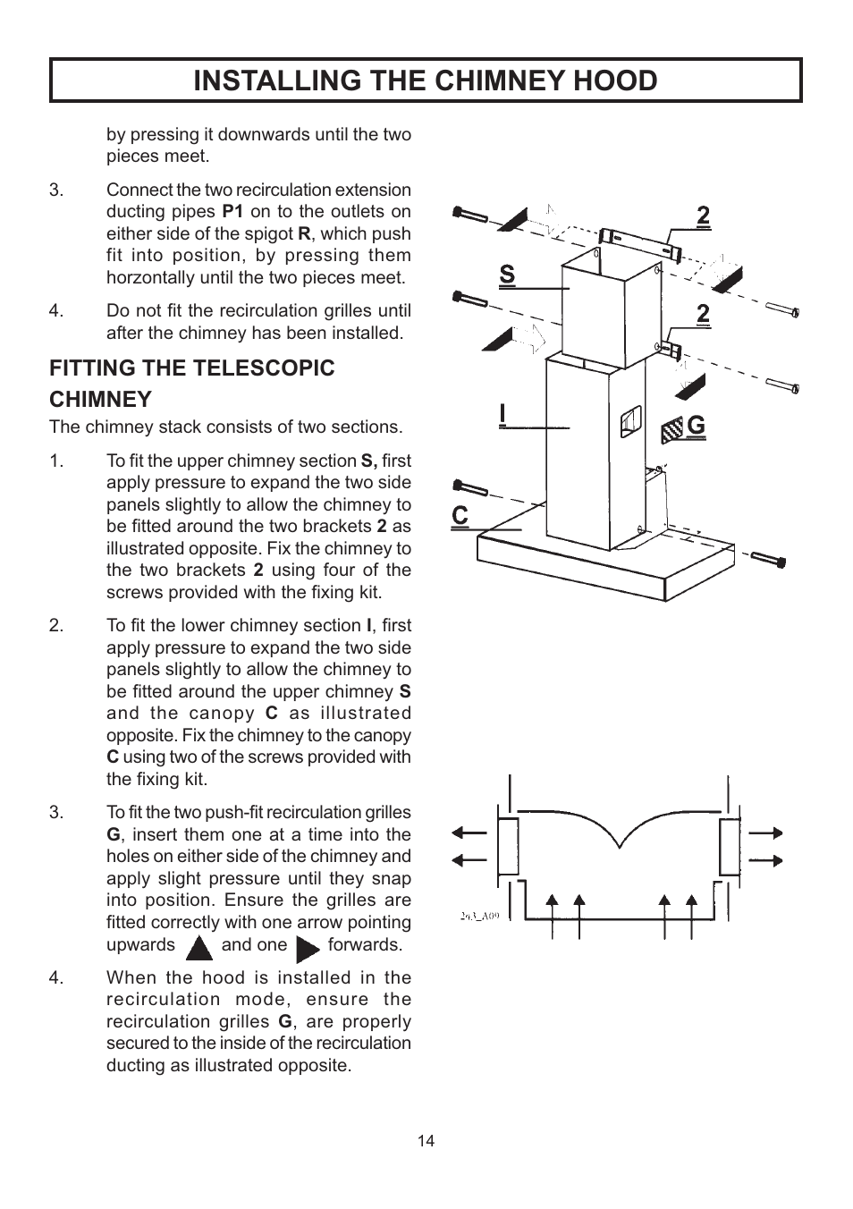 Installing the chimney hood | Rangemaster LEIHDS120SC User Manual | Page 15 / 16