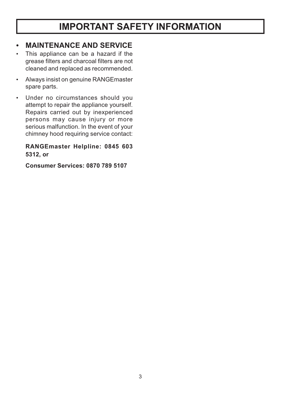 Important safety information | Rangemaster LEIHDS120SC User Manual | Page 4 / 16