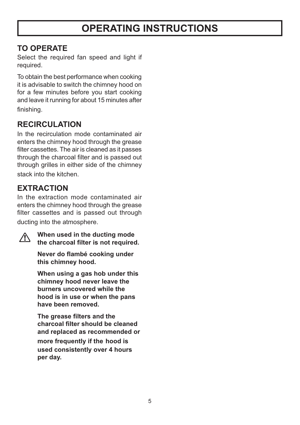 Operating instructions | Rangemaster LEIHDS120SC User Manual | Page 6 / 16