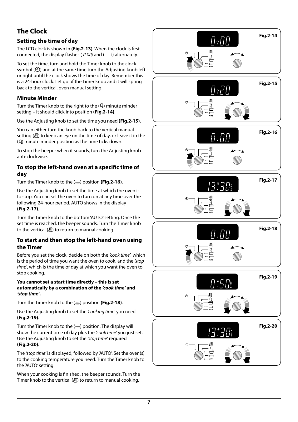 The clock, Setting the time of day, Minute minder | Rangemaster 90 INDUCTION U109941 - 02 User Manual | Page 9 / 32