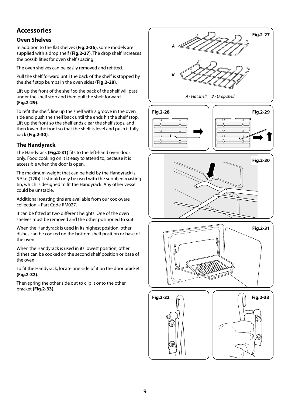Accessories, Oven shelves, The handyrack | Rangemaster Toledo 110 Induction Cooker U109948 - 04 User Manual | Page 11 / 32