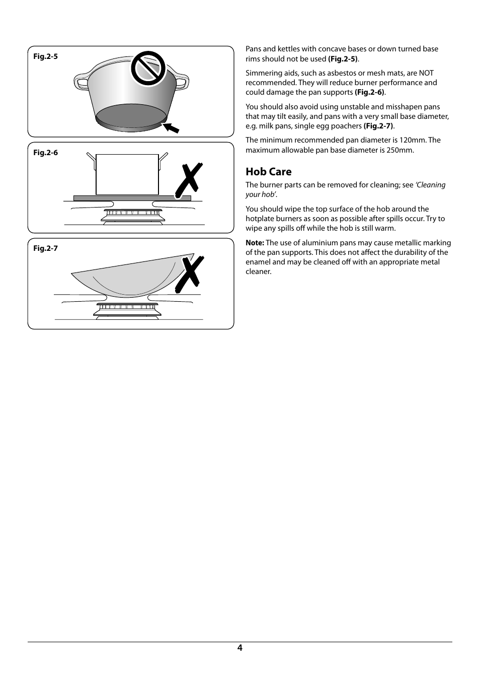 Hob care | Rangemaster RGG60 User Manual | Page 6 / 20