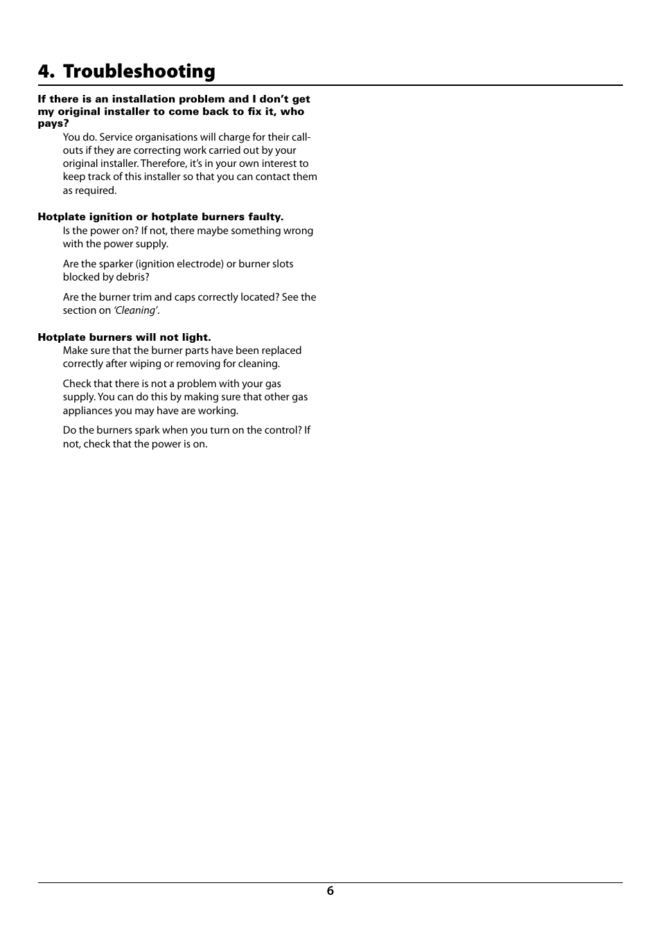 Troubleshooting | Rangemaster RGG60 User Manual | Page 8 / 20