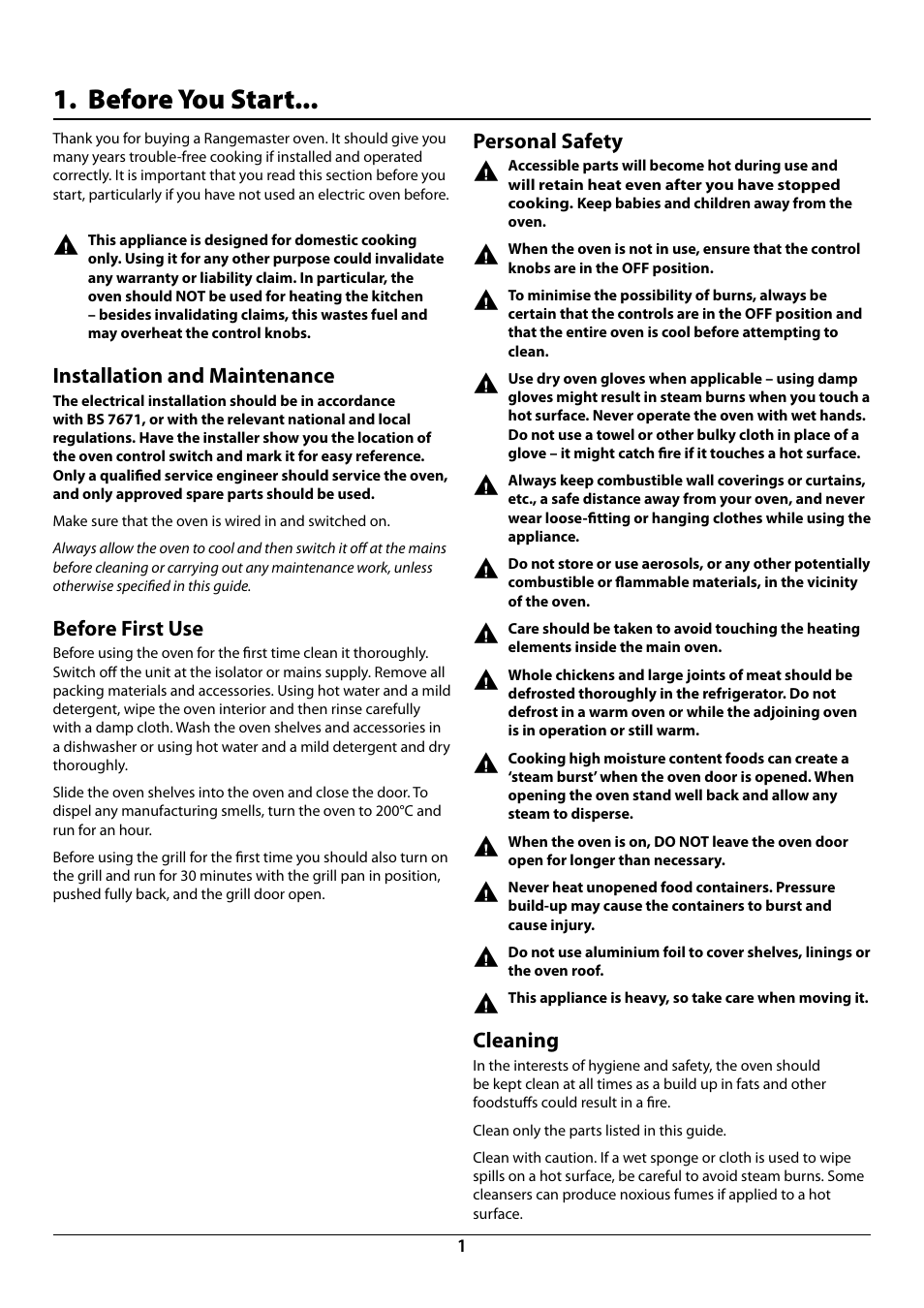 Before you start | Rangemaster R9044 User Manual | Page 3 / 20