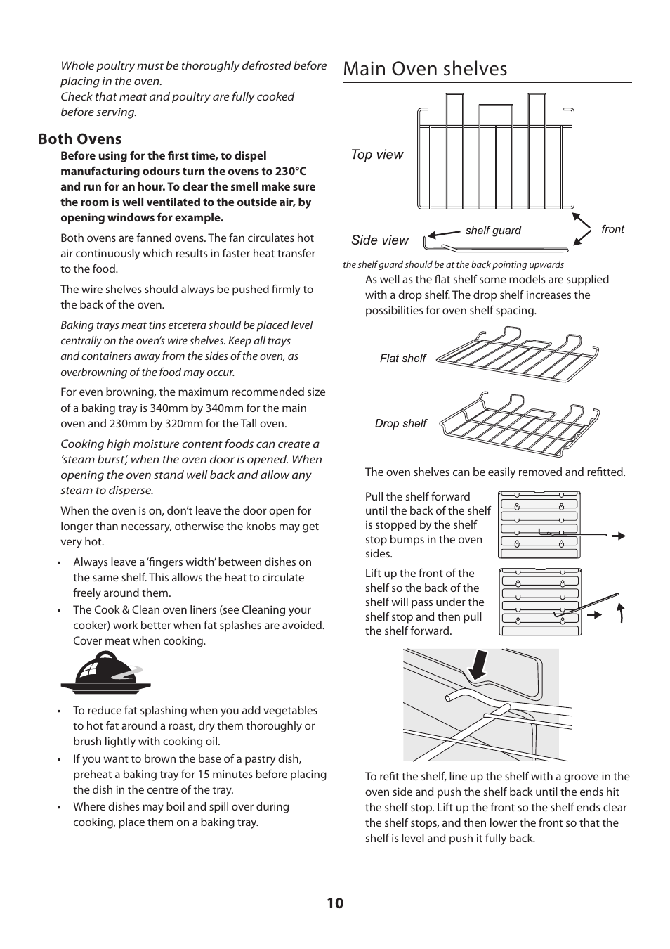 Cooking using the timer, Main oven shelves, Both ovens | Rangemaster KITCHENER U109720 - 01 User Manual | Page 10 / 36