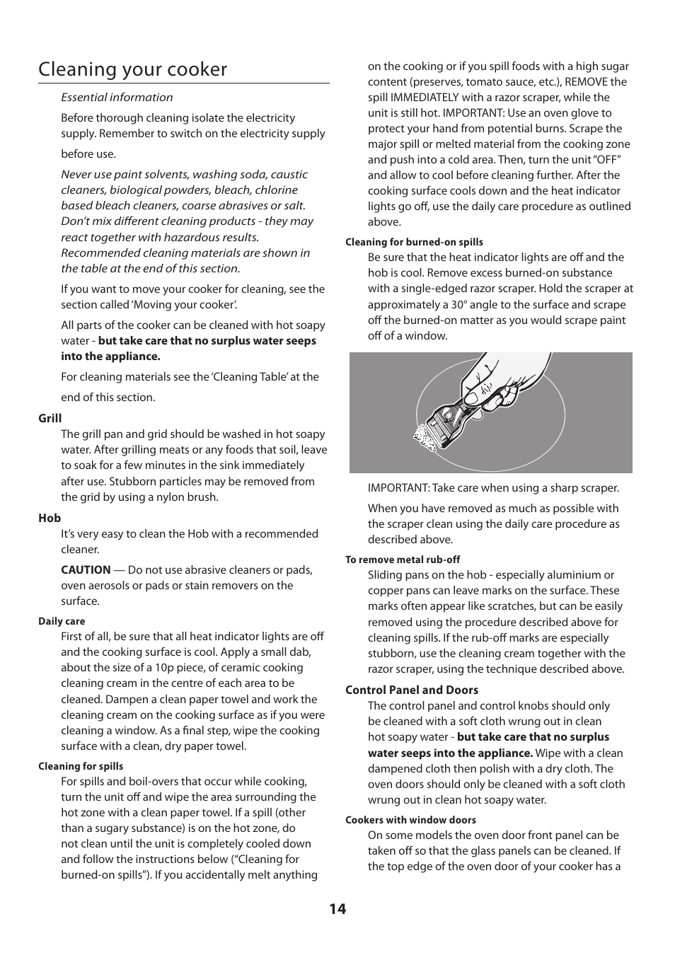 Cleaning your cooker | Rangemaster KITCHENER U109720 - 01 User Manual | Page 14 / 36