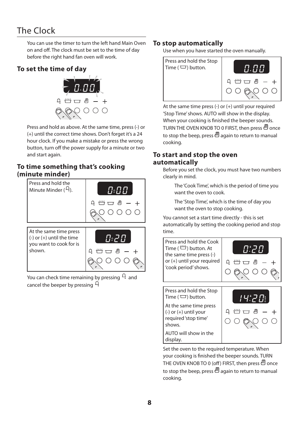 The ovens, The clock | Rangemaster KITCHENER U109720 - 01 User Manual | Page 8 / 36