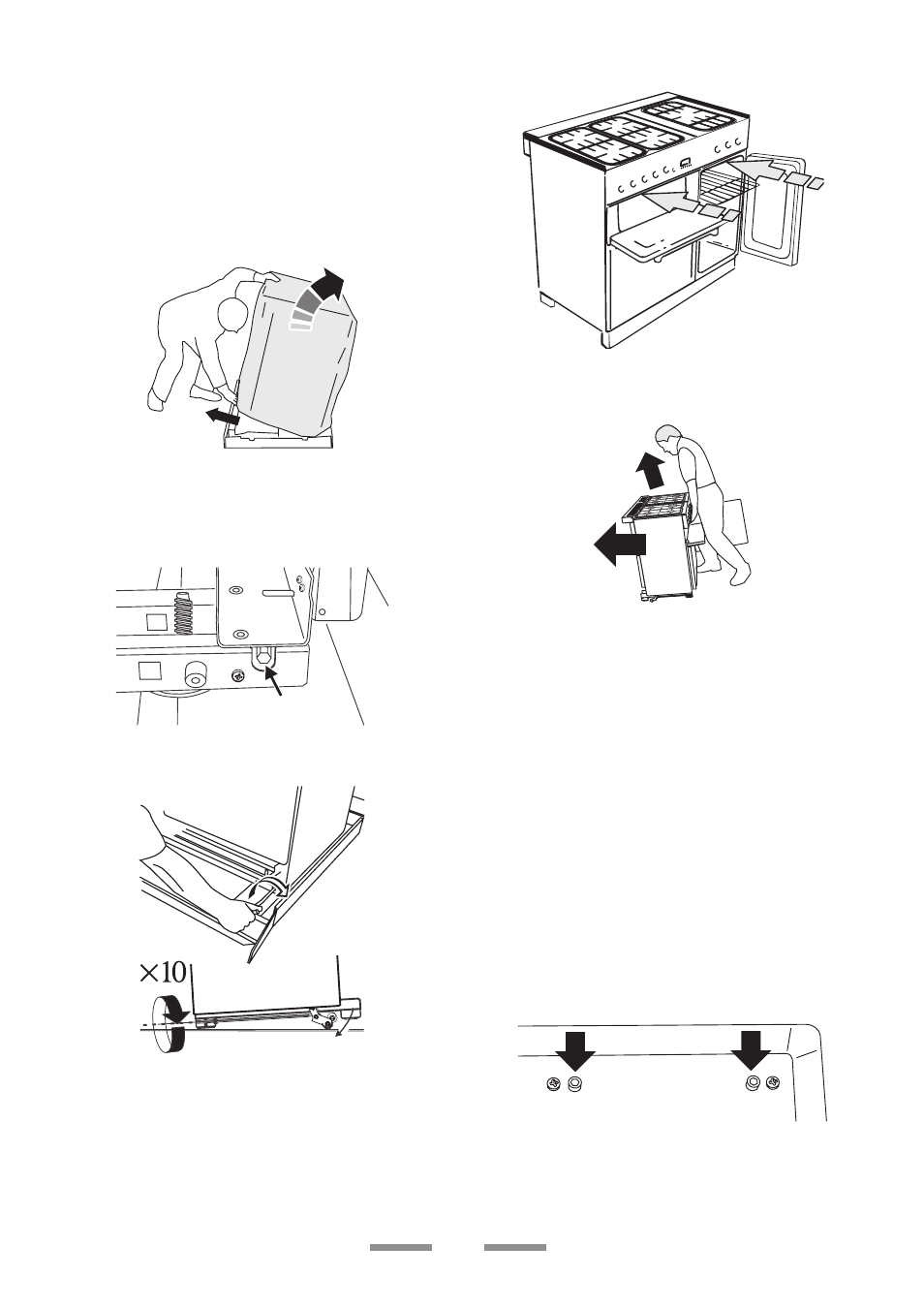 Moving the cooker, Levelling, Fit the handles | Rangemaster U1 215 02 User Manual | Page 26 / 32