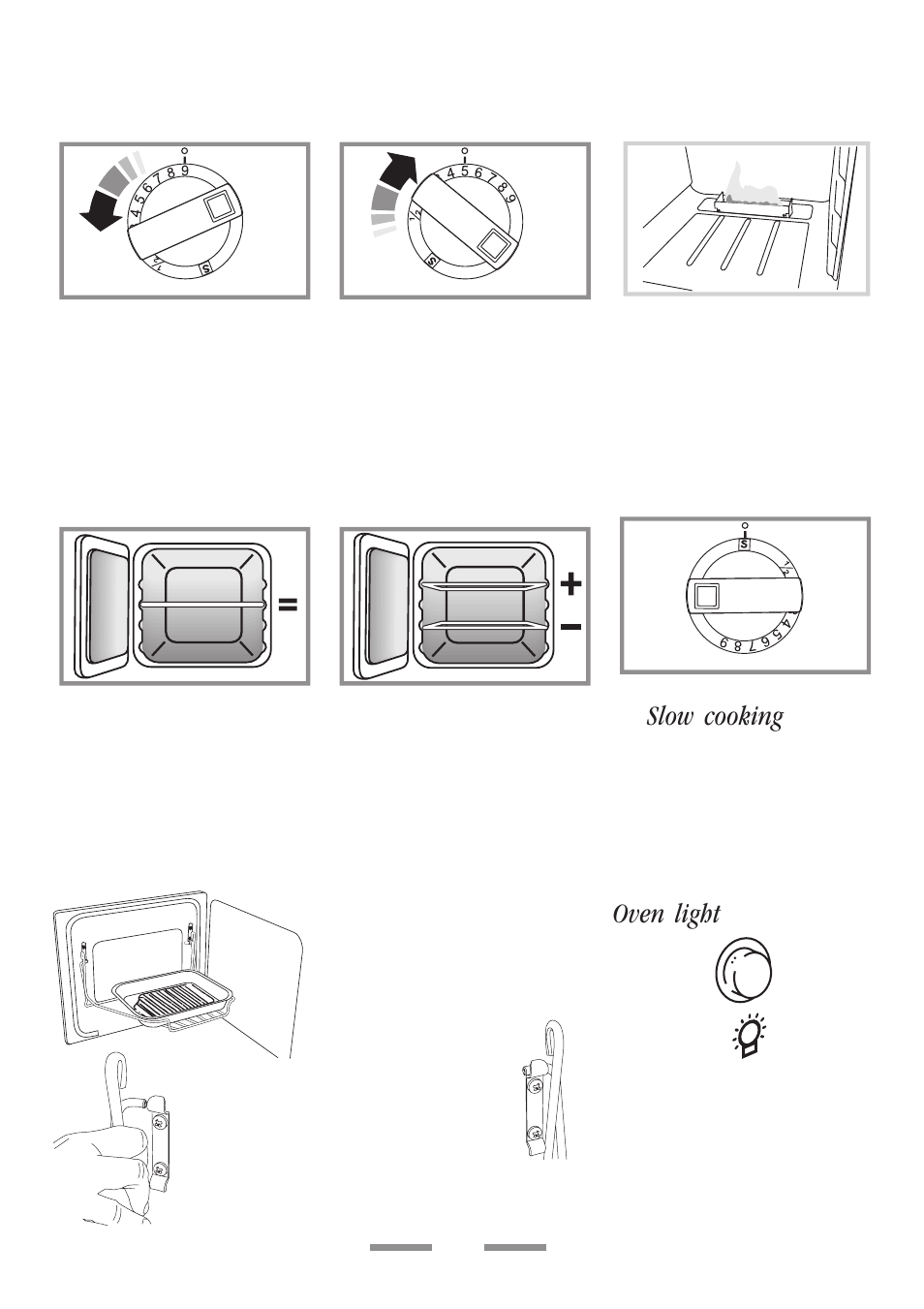 2 minute tour - continued, Handyrack, Slow cooking | Oven light | Rangemaster U1 215 02 User Manual | Page 6 / 32