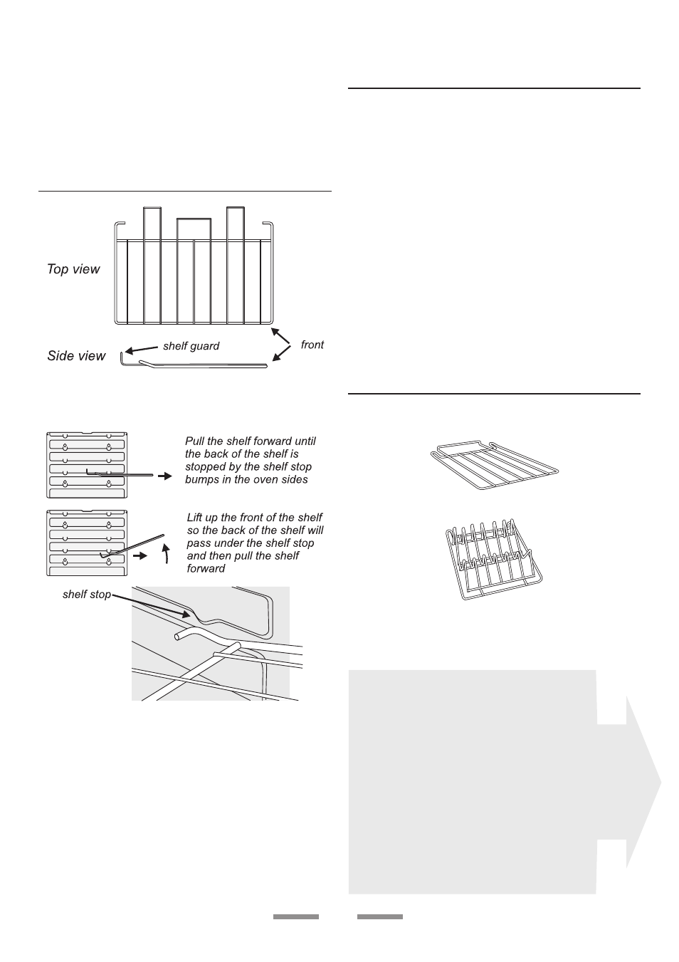 Main oven shelves, The handyrack, Tall oven shelves | Rangemaster U1 215 02 User Manual | Page 9 / 32