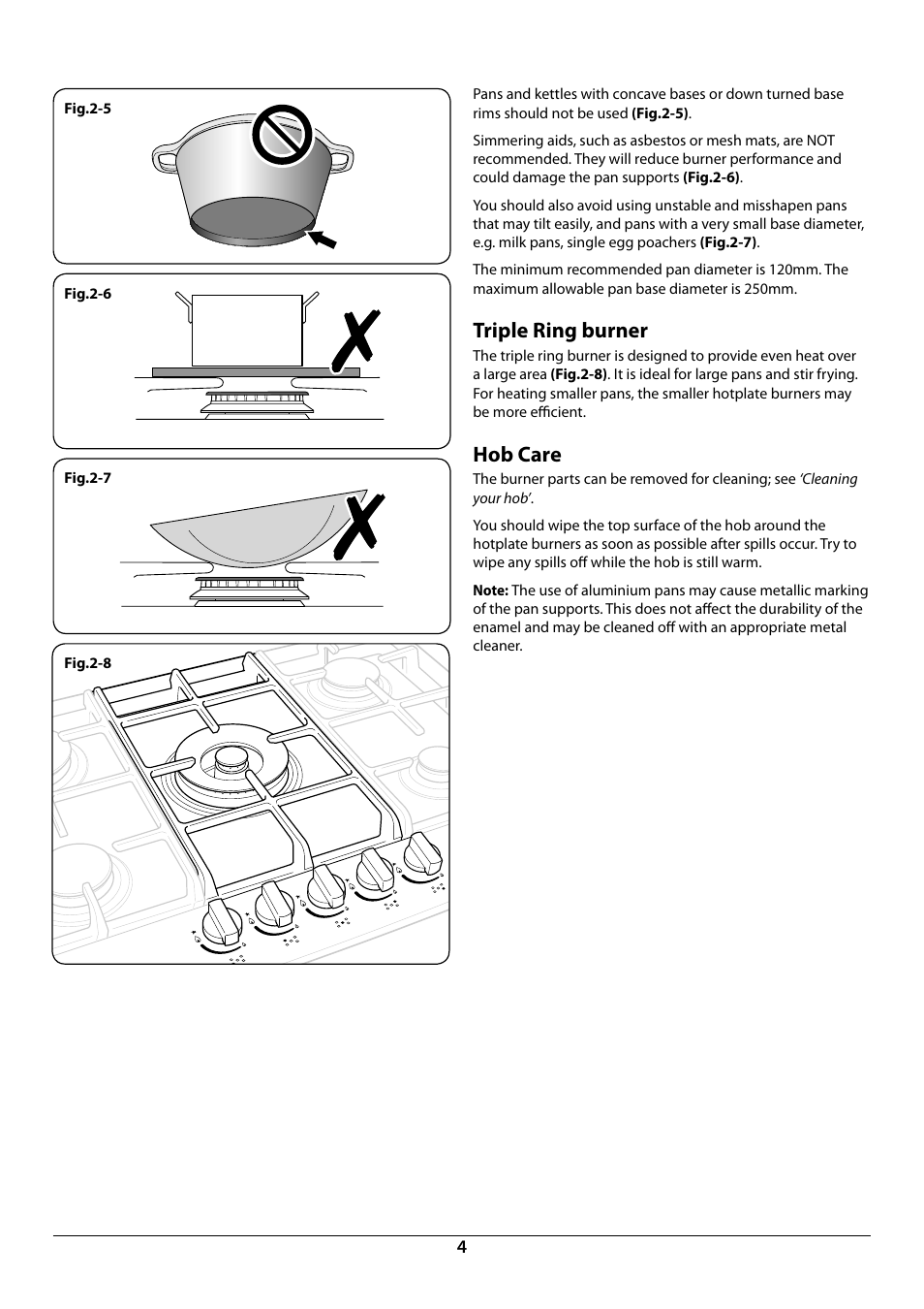 Triple ring burner, Hob care | Rangemaster RG70 User Manual | Page 6 / 20