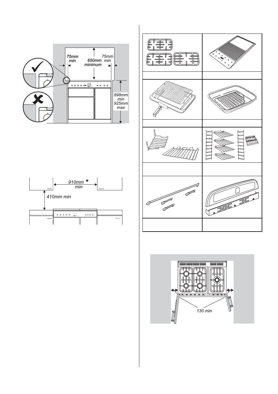 26 positioning the cooker, Checking the parts, Unpacking the cooker | Rangemaster 90 Gas User Manual | Page 26 / 40