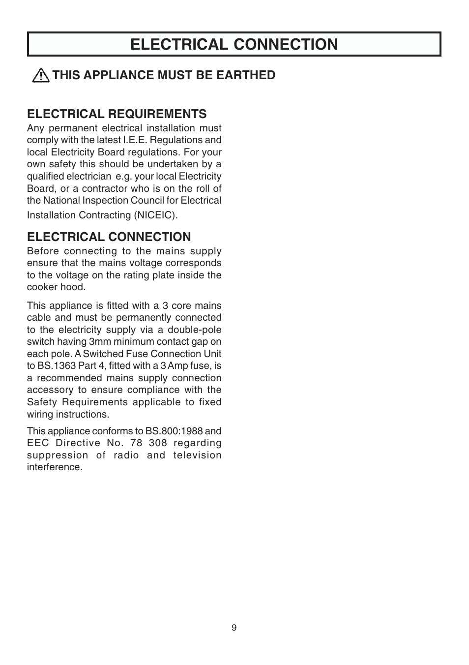 Electrical connection | Rangemaster ELTSHDC110SG User Manual | Page 10 / 16