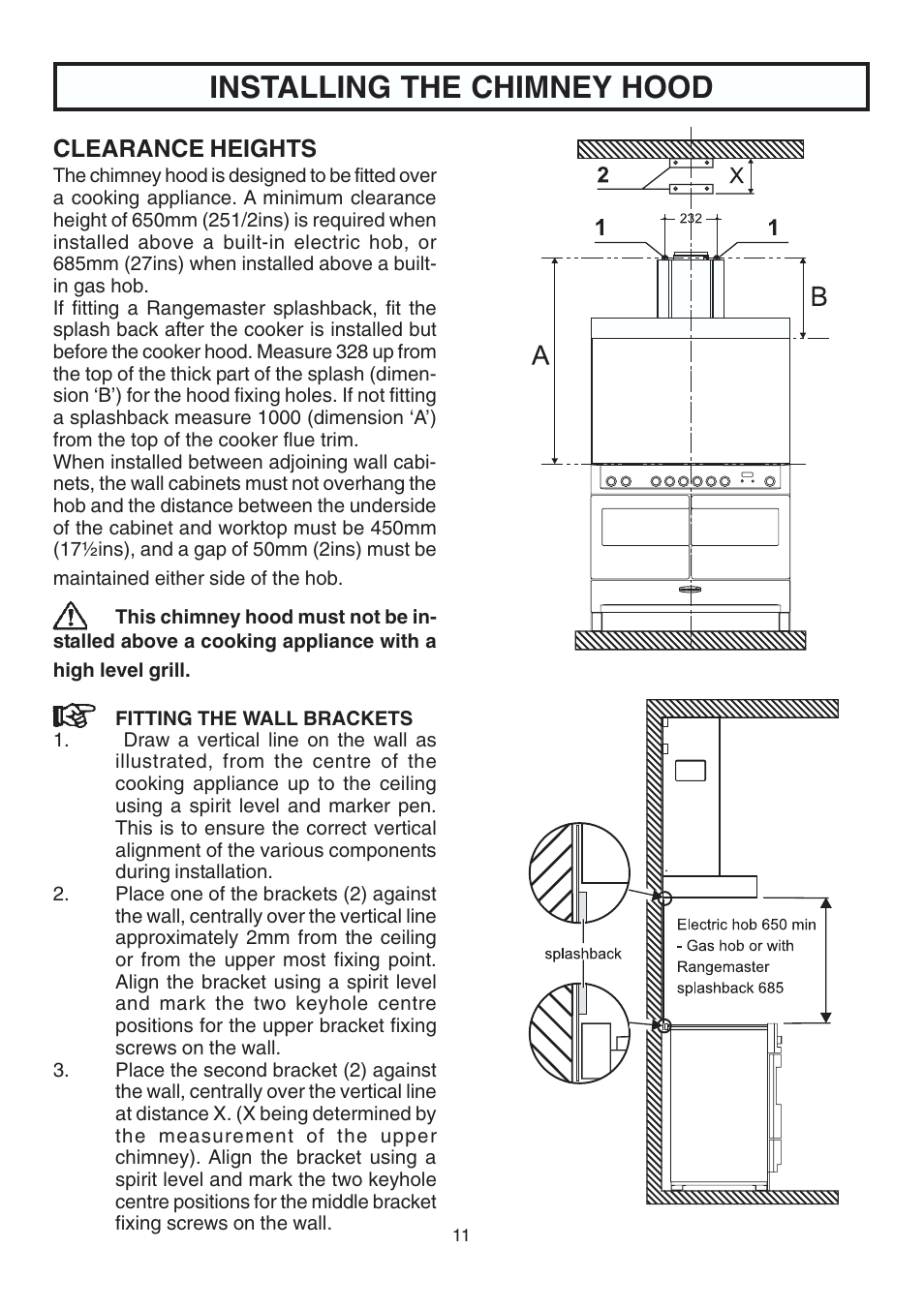 Installing the chimney hood | Rangemaster ELTSHDC110SG User Manual | Page 12 / 16