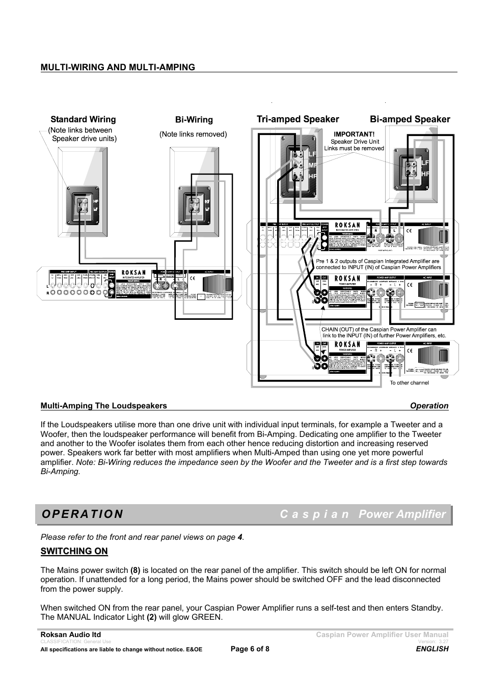 Power amplifier | Roksan Audio C a s p i a n Mseries-1 User Manual | Page 6 / 8