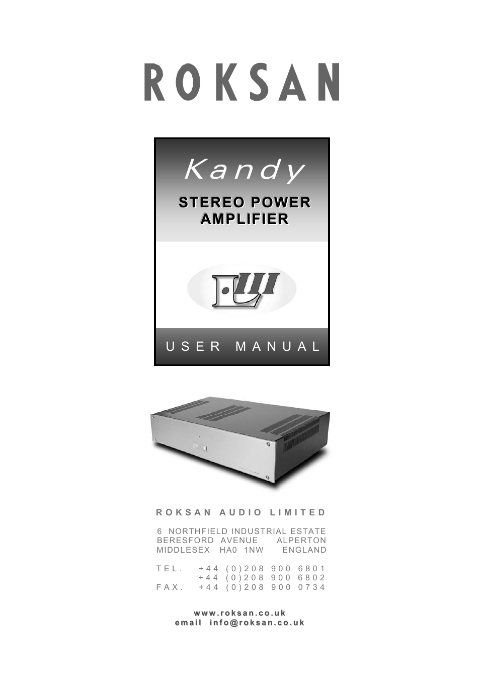 Roksan Audio Kandy L III User Manual | 10 pages