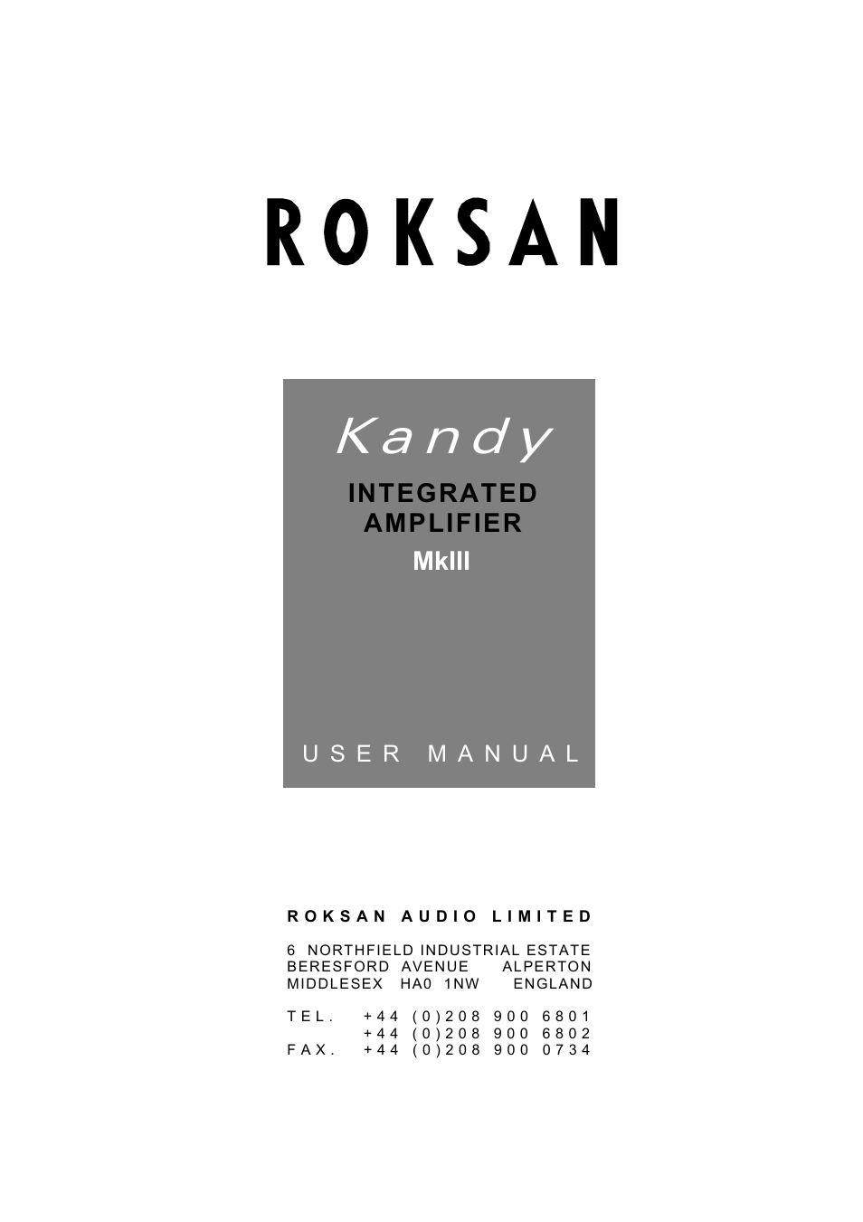 Roksan Audio MkIII User Manual | 11 pages