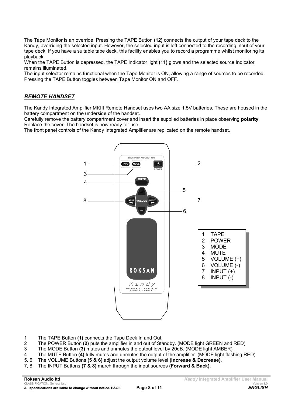 Roksan Audio MkIII User Manual | Page 8 / 11