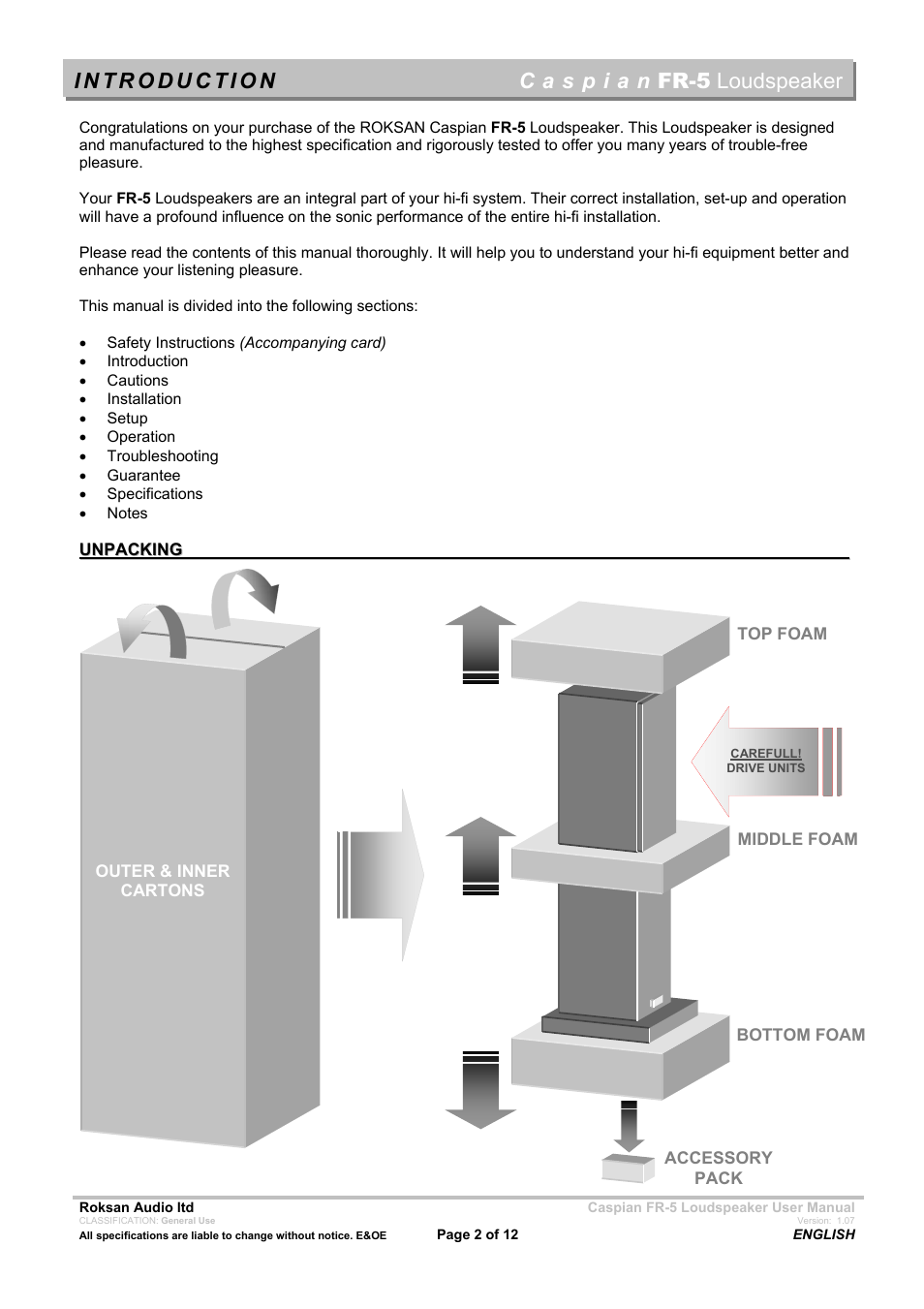 Roksan Audio FR - 5 User Manual | Page 2 / 12
