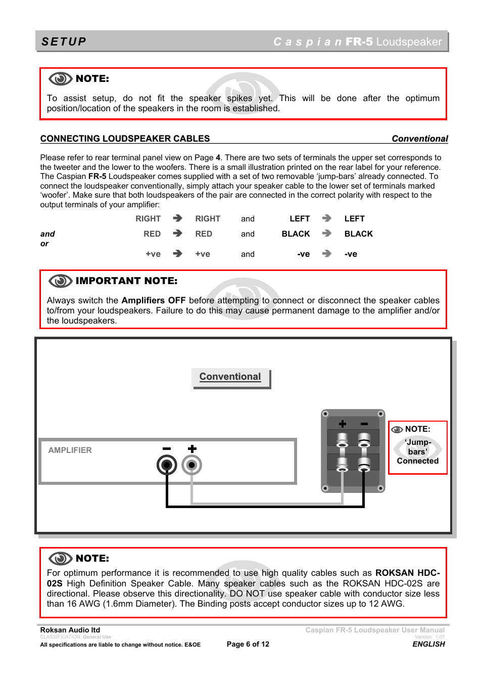 Roksan Audio FR - 5 User Manual | Page 6 / 12