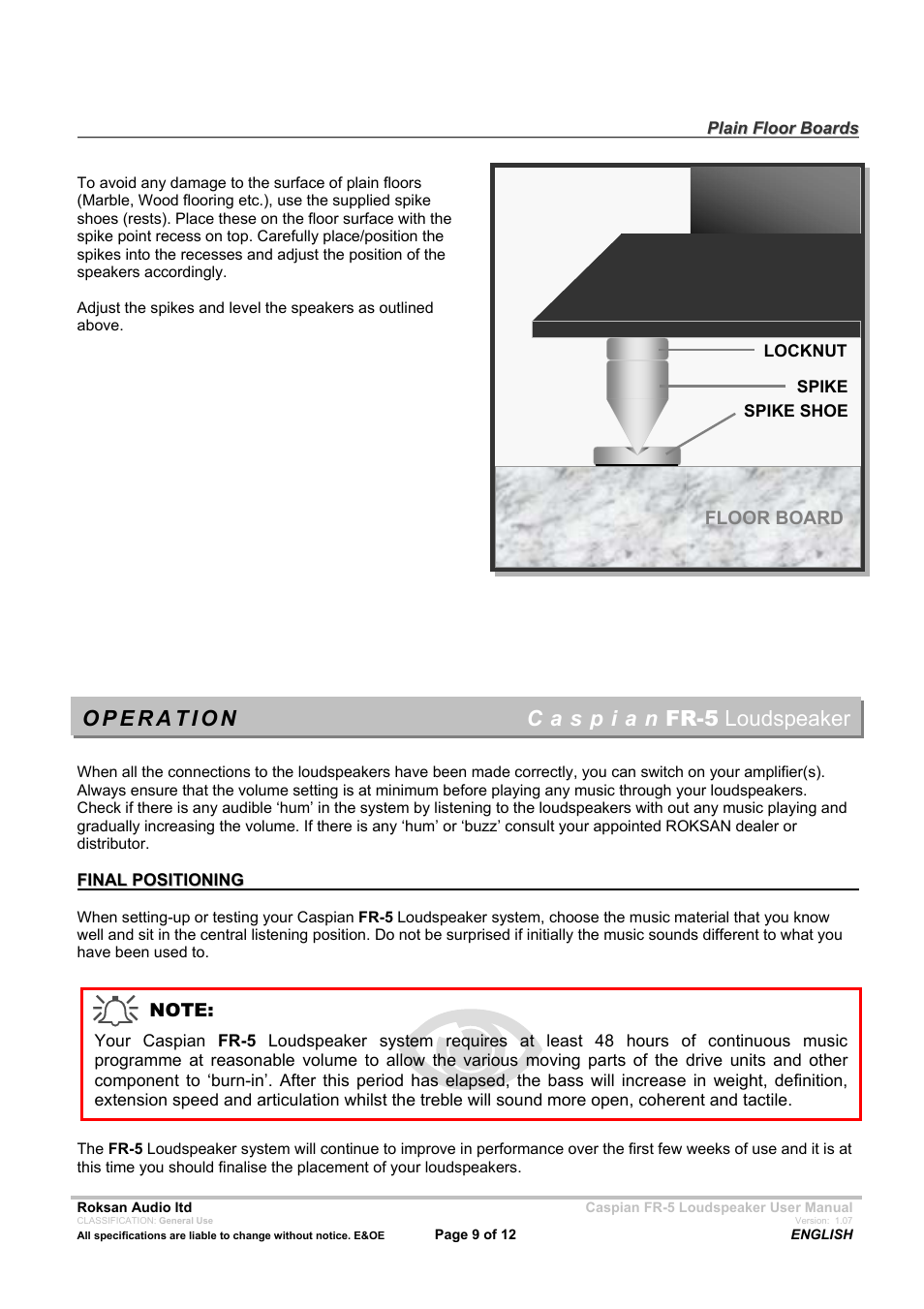 Roksan Audio FR - 5 User Manual | Page 9 / 12