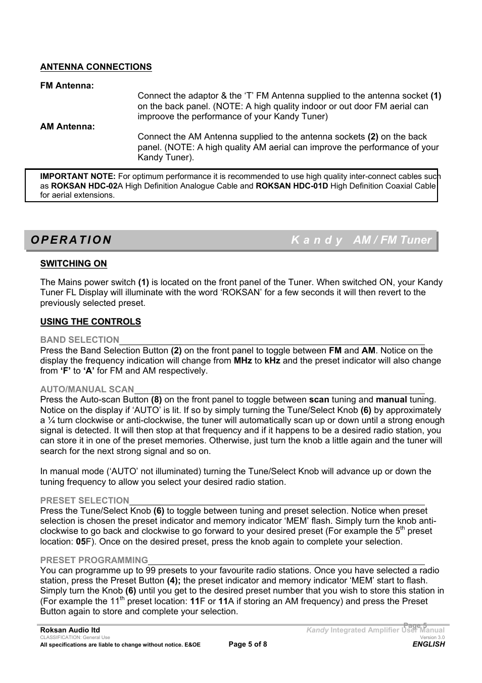 Roksan Audio MK III User Manual | Page 5 / 8