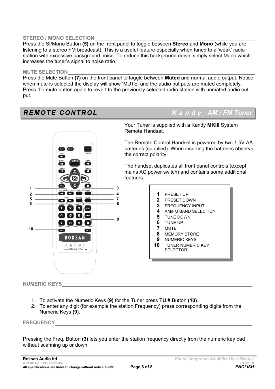 Roksan Audio MK III User Manual | Page 6 / 8