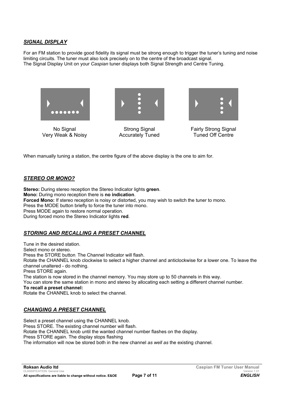 Roksan Audio Caspian FM TUNER User Manual | Page 7 / 11