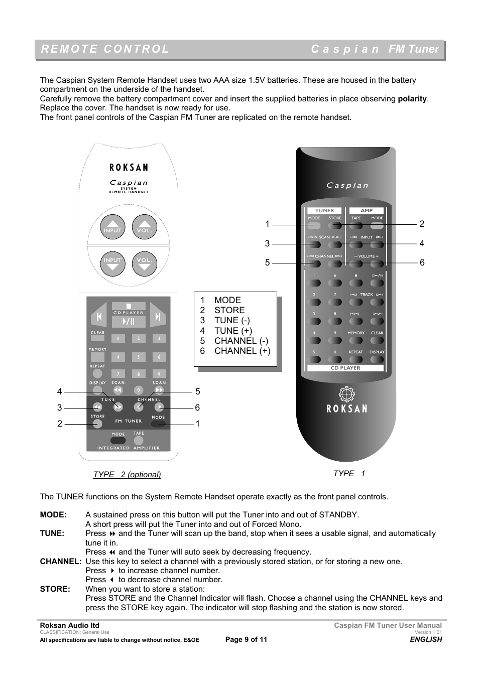 Fm tuner | Roksan Audio Caspian FM TUNER User Manual | Page 9 / 11
