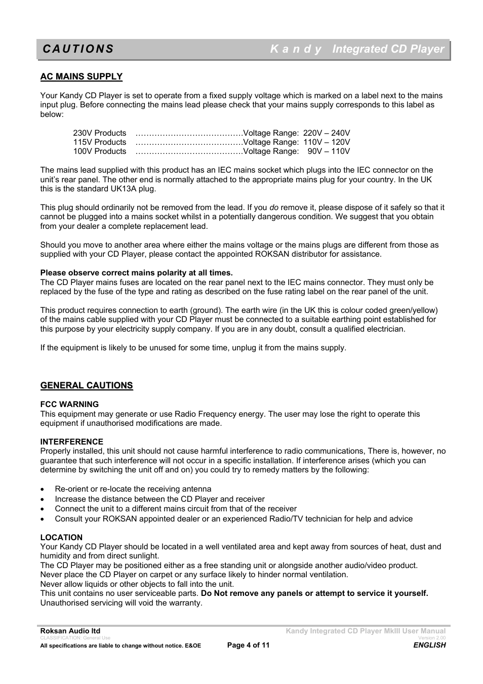 Roksan Audio Kandy MkIII User Manual | Page 4 / 11