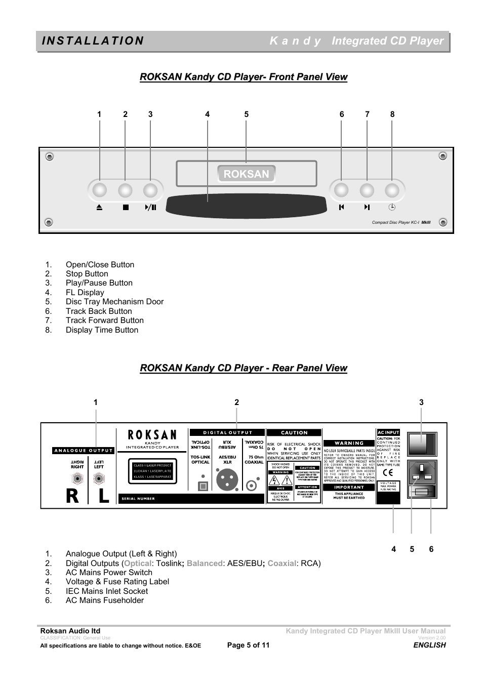 Roksan Audio Kandy MkIII User Manual | Page 5 / 11