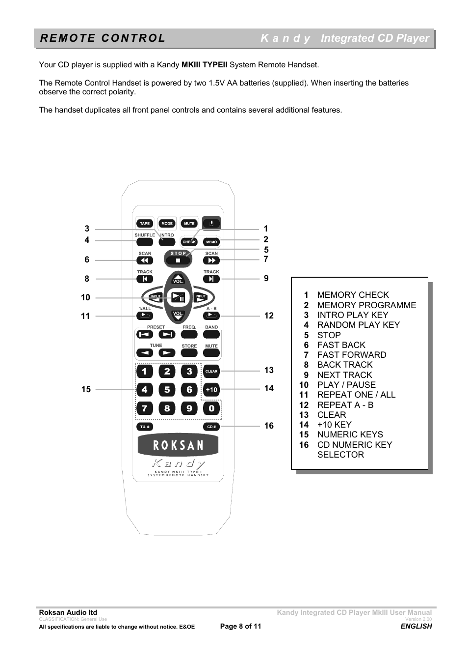 Roksan Audio Kandy MkIII User Manual | Page 8 / 11