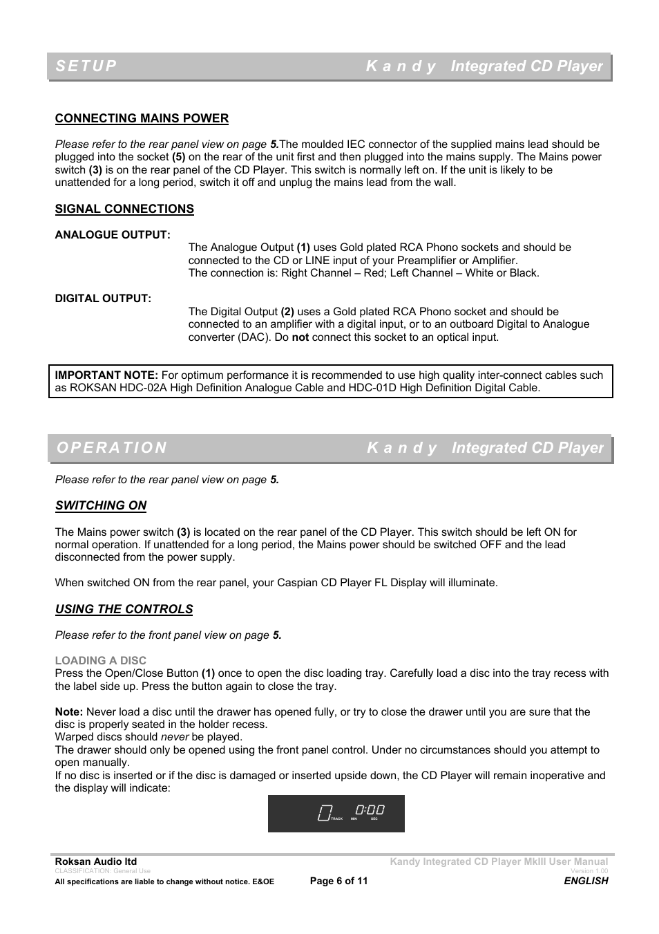 Roksan Audio MK111 User Manual | Page 6 / 11