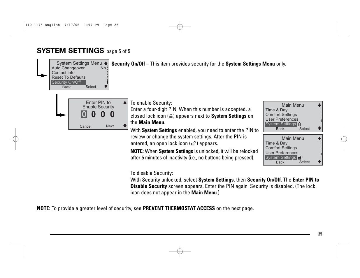 System settings | Robertshaw 9825I2 User Manual | Page 25 / 36