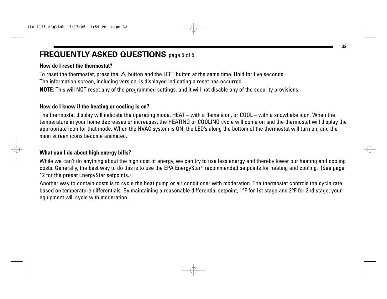 Frequently asked questions | Robertshaw 9825I2 User Manual | Page 32 / 36