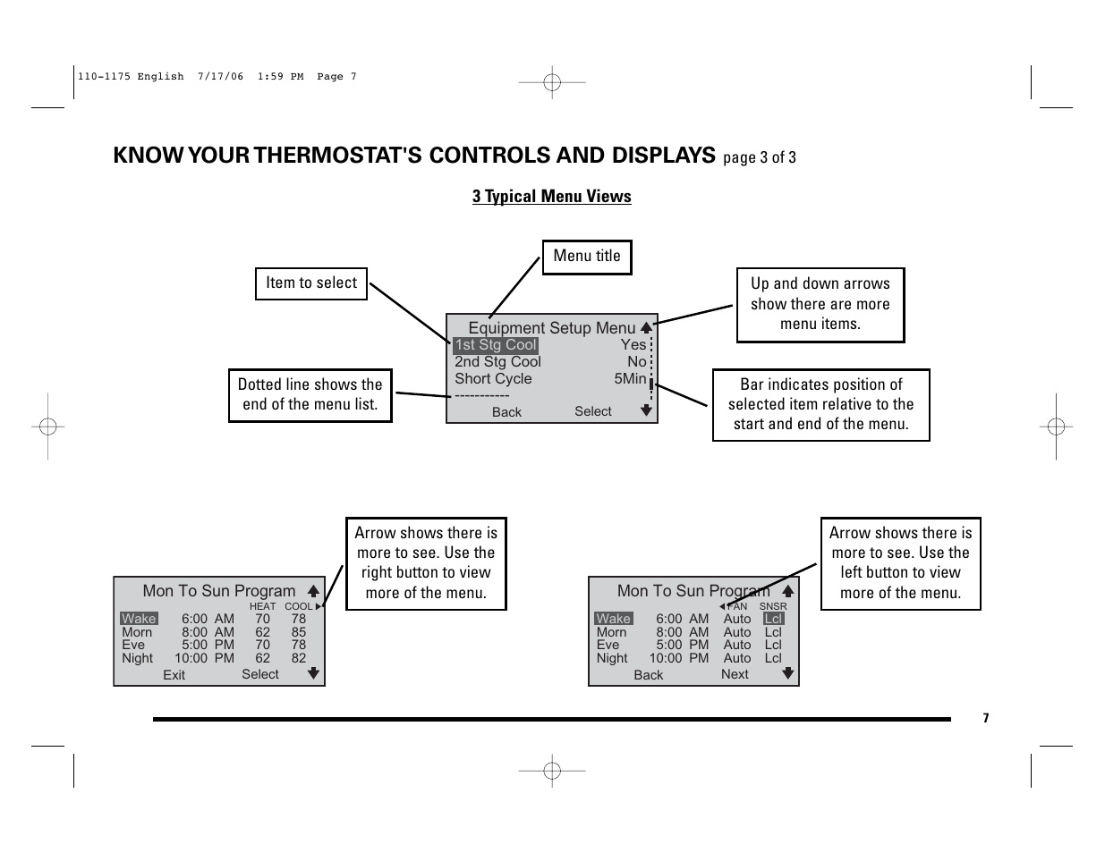Know your thermostat's controls and displays | Robertshaw 9825I2 User Manual | Page 7 / 36