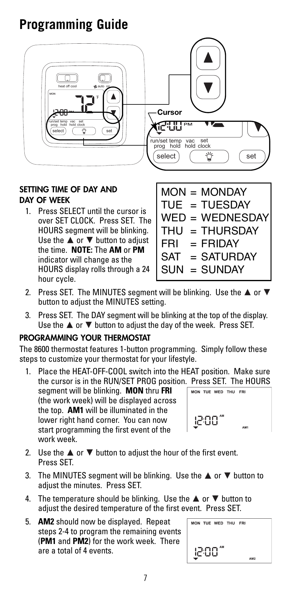 Programming guide | Robertshaw 8600 User Manual | Page 7 / 12