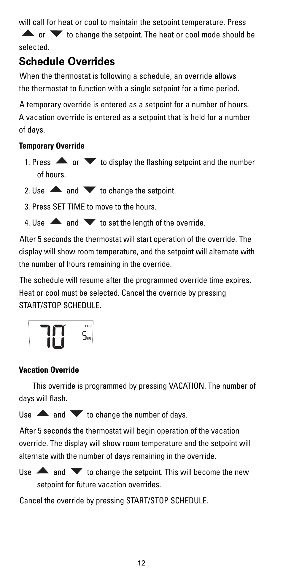 Schedule overrides | Robertshaw RS5110 User Manual | Page 12 / 32