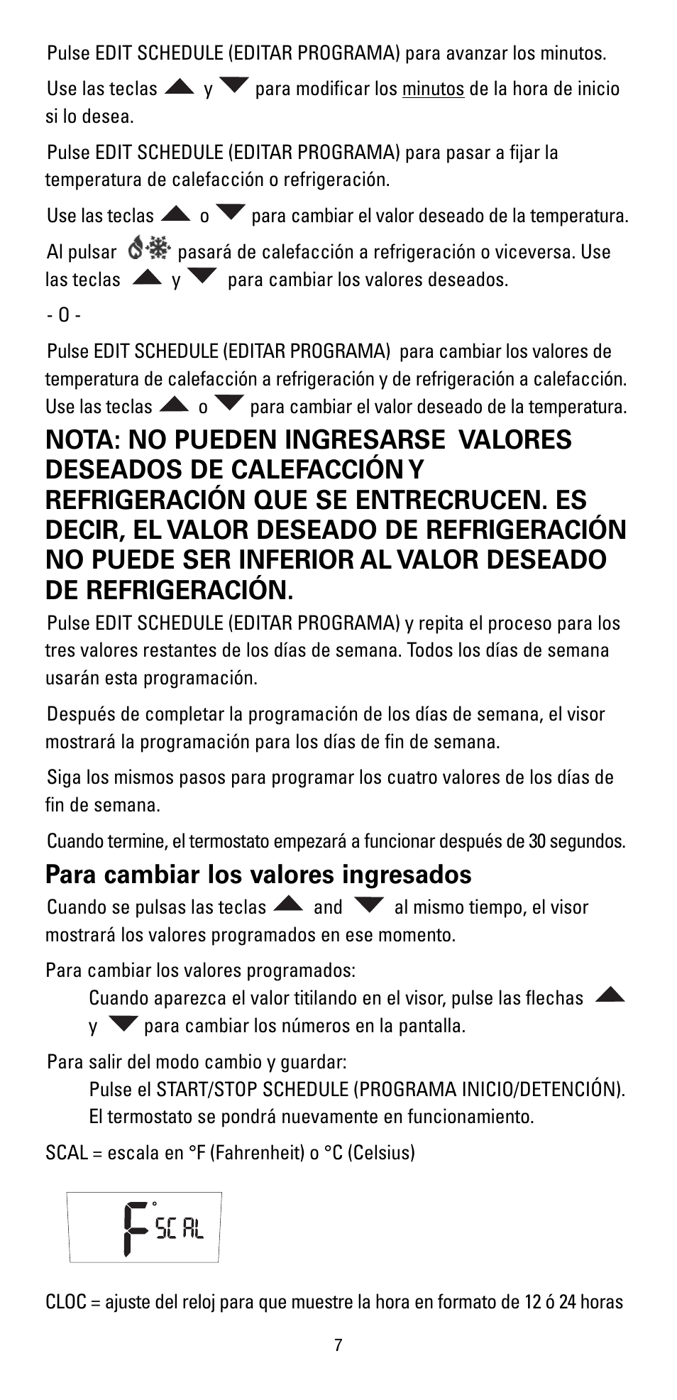 Para cambiar los valores ingresados | Robertshaw RS5110 User Manual | Page 23 / 32