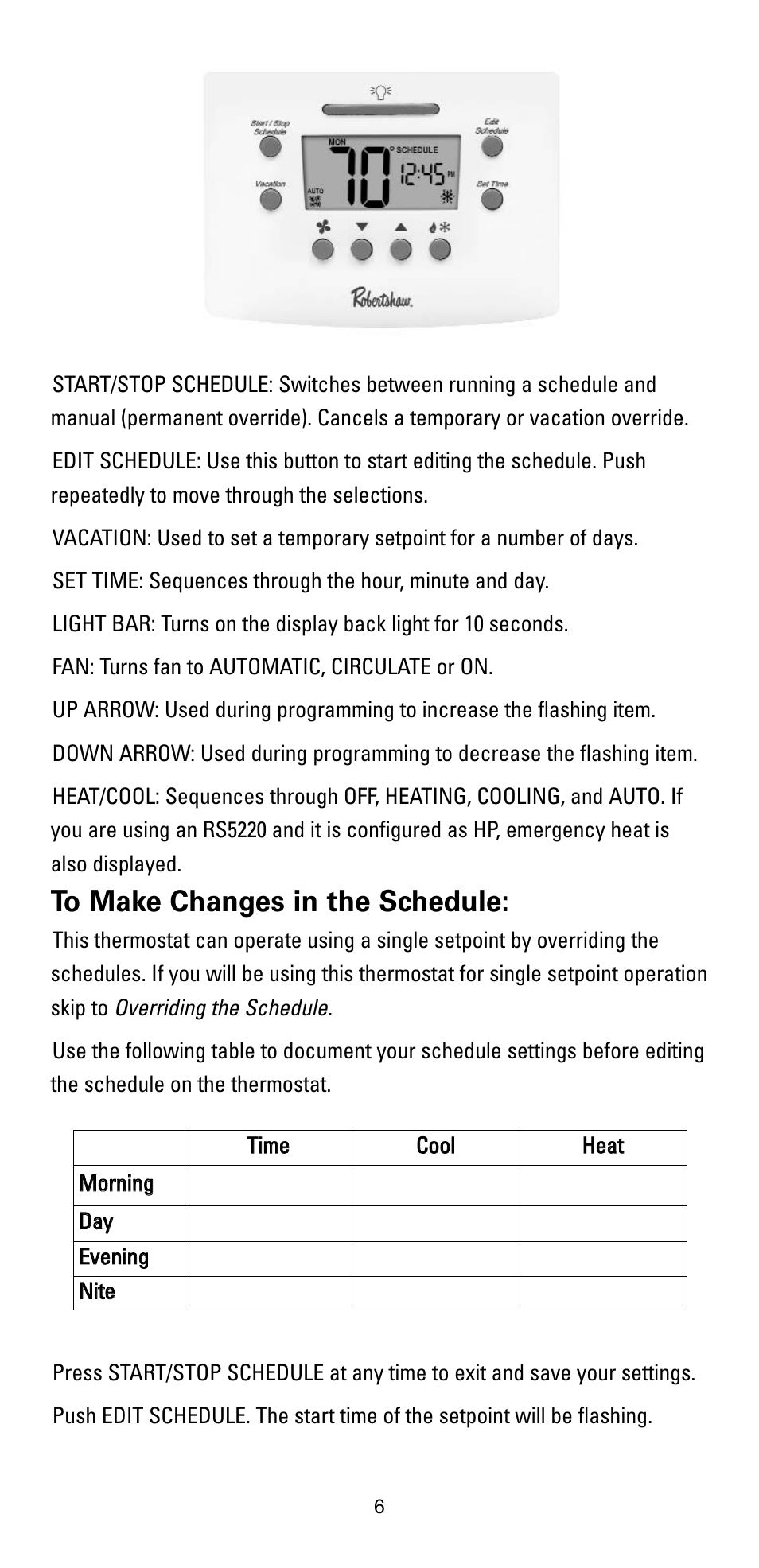 Robertshaw RS5110 User Manual | Page 6 / 32