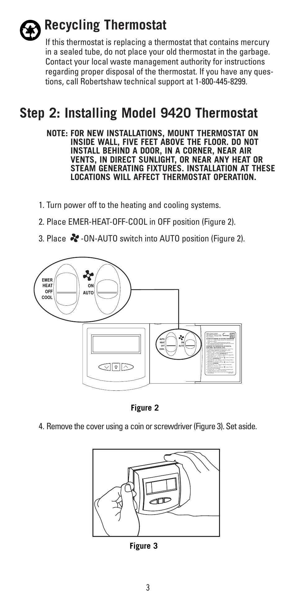 Recycling thermostat, Figure 3, Figure 2 | Robertshaw 9420 User Manual | Page 3 / 12