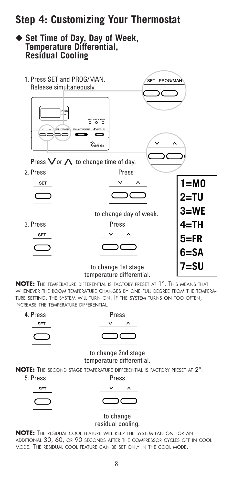 Step 4: customizing your thermostat | Robertshaw 9620 User Manual | Page 8 / 14