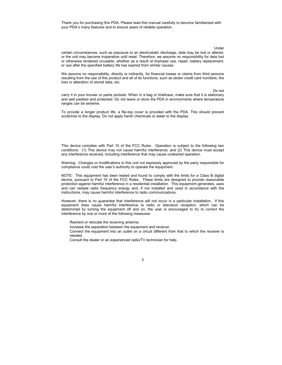 Chapter 1 – introduction 3, Notice | Royal Consumer Information Products Linea Pen Based PDA User Manual | Page 3 / 29