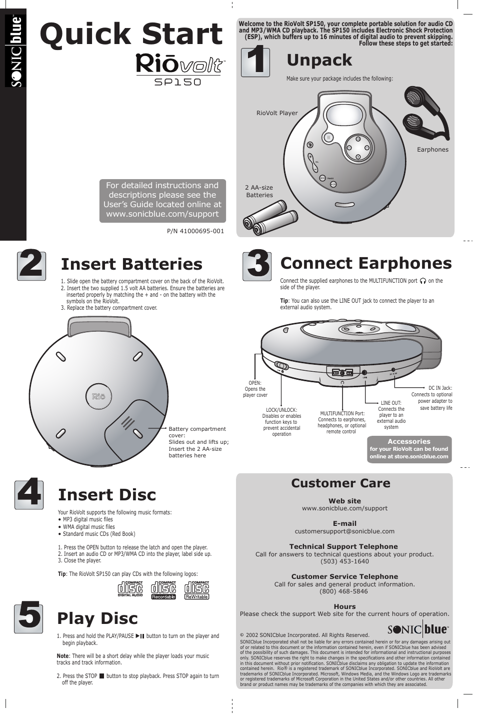 Rio Audio RioVolt SP150 User Manual | 1 page