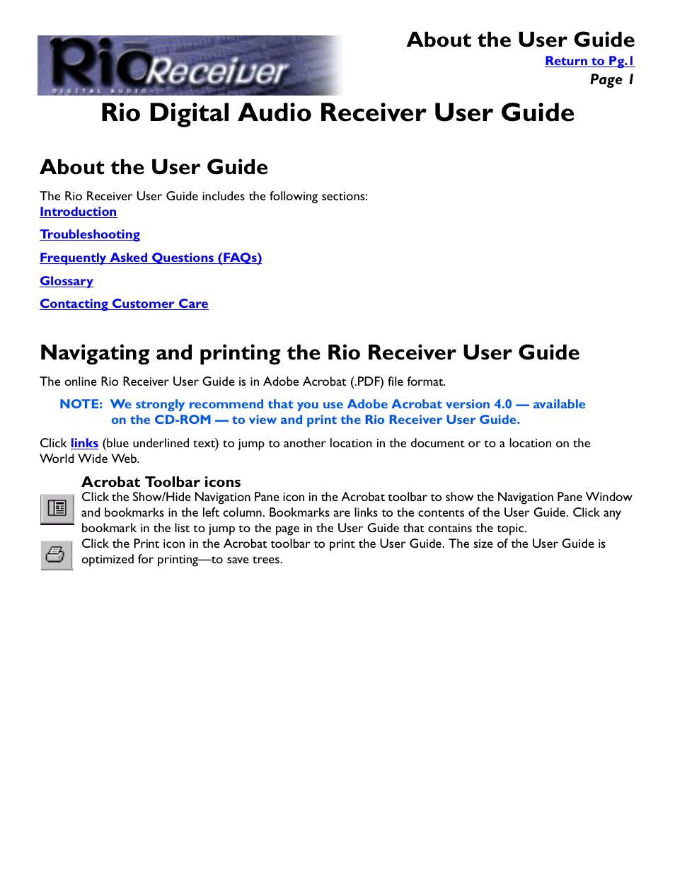 Rio Audio Digital Audio Receiver User Manual | 18 pages
