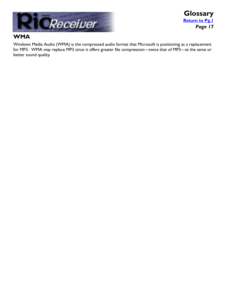 Glossary | Rio Audio Digital Audio Receiver User Manual | Page 17 / 18